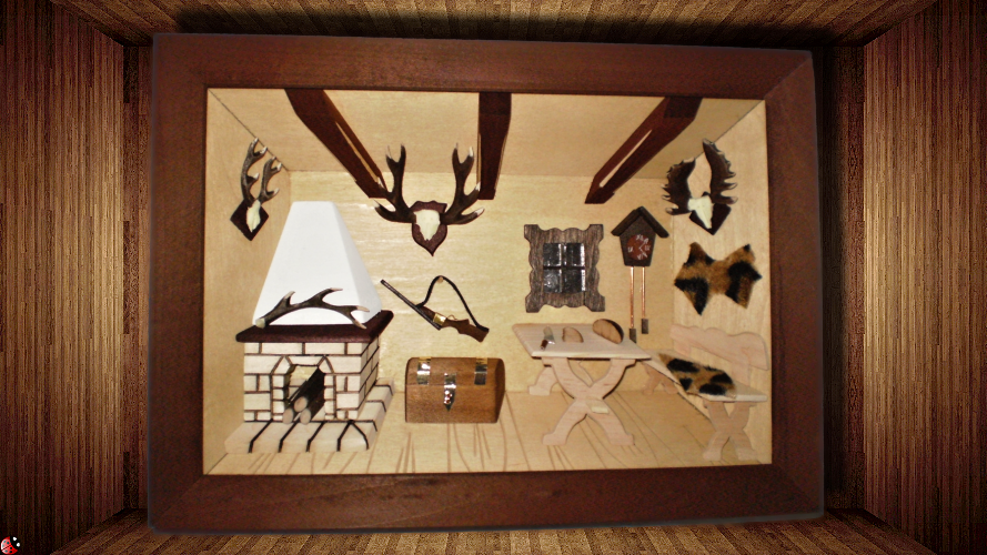 Drevený 3d obraz - Poľovnícka izba